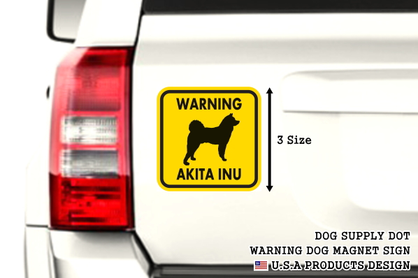 WARNING AKITA INU マグネットサイン:秋田犬(イエロー)