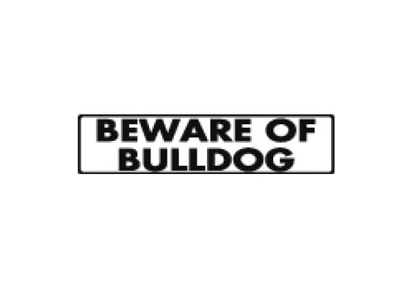 画像1: ブルドッグ注意 英語サインプレート アルミ素材 アメリカ輸入看板：BEWARE OF BULLDOG[MADE IN U.S.A] (1)