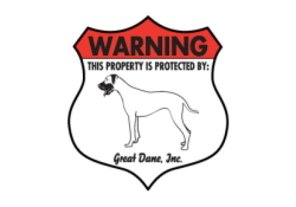 画像1: グレートデーン株式会社警備中 スティック付き注意看板 バッチ型サインボード WARNING THIS PROPERTY IS PROTECTED BY: Great Dane, Inc.[MADE IN U.S.A] (1)