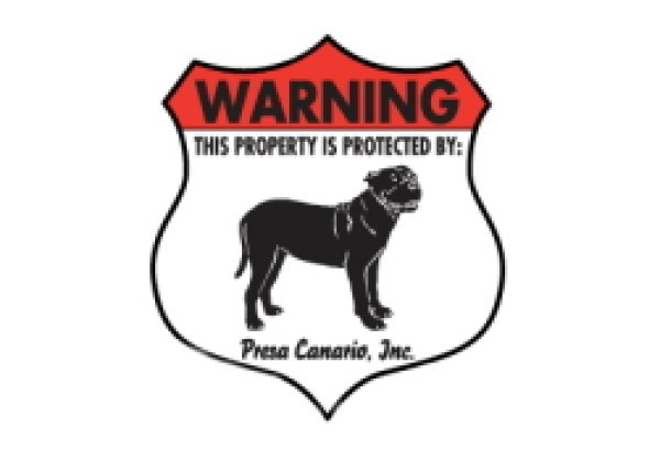 画像1: プレサカナリオ株式会社警備中 スティック付き注意看板 バッチ型サインボード WARNING THIS PROPERTY IS PROTECTED BY: Presa Canario, Inc.[MADE IN U.S.A] (1)