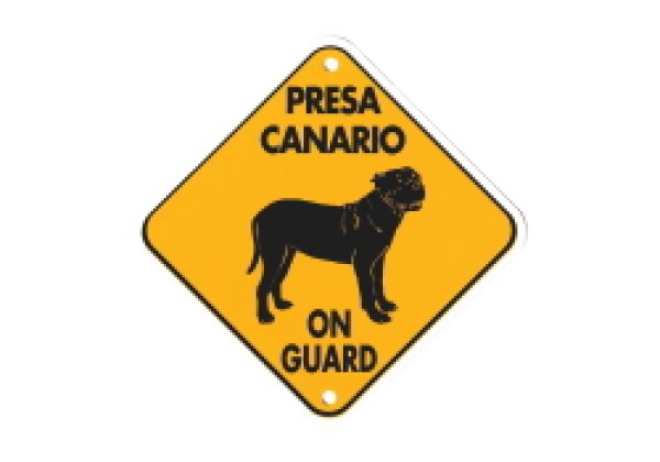 画像1: プレサカナリオ警戒中 英語サインプレート アメリカ輸入看板 アルミ素材：PRESA CANARIO ON GUARD[MADE IN U.S.A] (1)