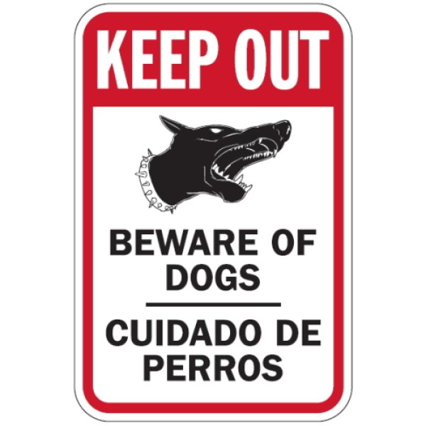 画像1: KEEP OUT BEWARE OF DOGS ― CUIDADO DE PERROS マグサイン (1)