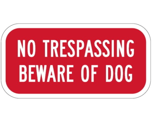 画像1: NO TRESPASSING BEWARE OF DOG マグサイン(レッド) (1)