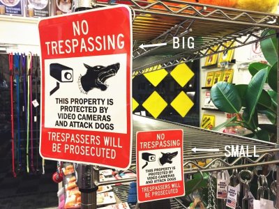 画像1: NO TRESPASSING, THIS PROPERTY IS PROTECTD BY VIDEO CAMERAS AND ATTACK DOGS, TRESPASSERS WILL BE PROSECUTEDマグサイン