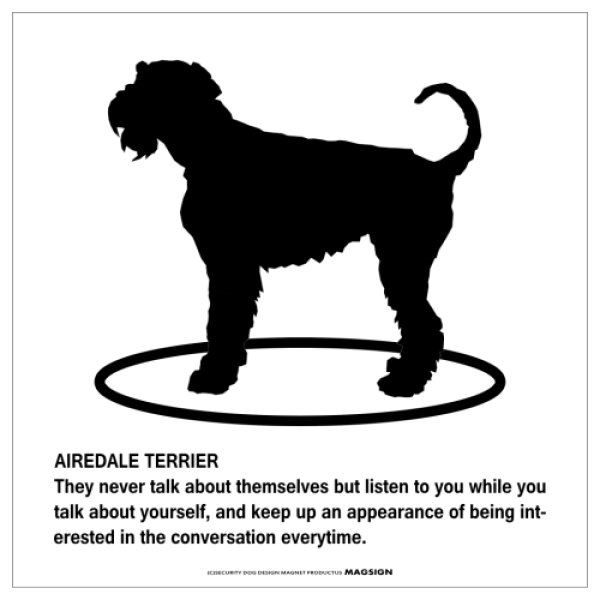 画像1: AIREDALE TERRIER'S POEM [MAGSIGN] ポエムシリーズ マグネット＆ステッカー 防水/耐水・耐光性 日本製 英語＆シルエット：エアデールテリア（ホワイト/イエロー） (1)