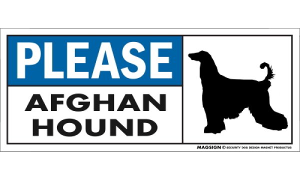 画像1: [MAGSIGN] アフガンハウンド マグネット＆ステッカー 犬 英語 喜ばせる 満足させる PLEASE AFGHAN HOUND 対象:車(ドア/ガラス/ボディ)・屋外(玄関扉/窓ガラス/メールポスト) 日本製 (1)