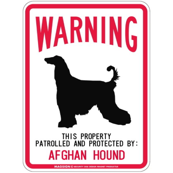 画像1: [MAGSIGN] AFGHAN HOUND 注意 英語 WARNING 警告/保護/警戒 車 屋外用 マグネット＆ステッカー 日本製：アフガンハウンド (1)