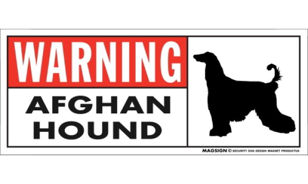 画像1: [MAGSIGN] アフガンハウンド 注意マグネット＆ステッカー 英語 警戒/警告 WARNING AFGHAN HOUND 対象:車(ドア/ガラス/ボディ)・屋外(玄関扉/窓ガラス/メールポスト) 日本製 (1)