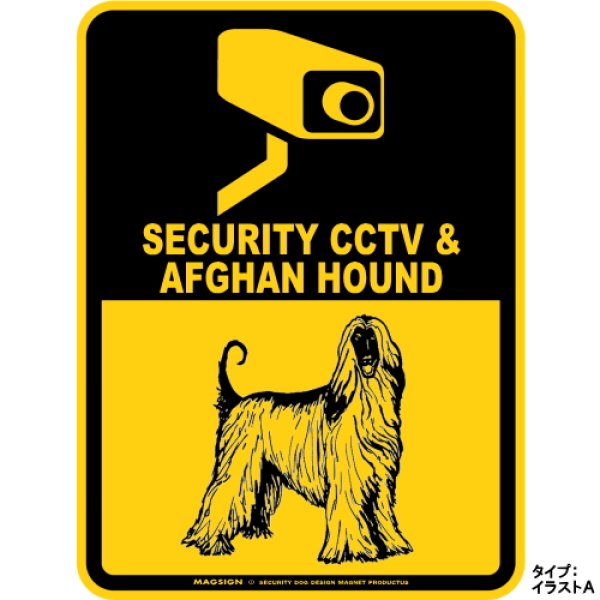 画像1: アフガンハウンド＆防犯カメラ 監視 警戒中 英語 マグサイン(マグネット/ステッカー)：SECURITY CCTV ＆ AFGHAN HOUND [MAGSIGN] (1)