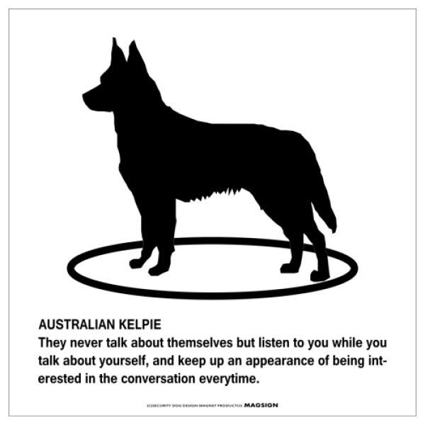 画像1: AUSTRALIAN CATTLE DOG'S POEM [MAGSIGN] ポエムシリーズ マグネット＆ステッカー 防水/耐水・耐光性 日本製 英語＆シルエット：オーストラリアンキャトルドッグ（ホワイト/イエロー） (1)