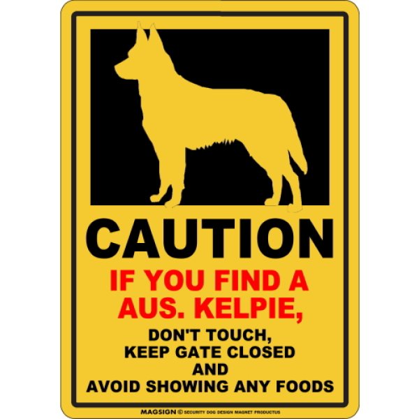 画像1: CAUTION IF YOU FIND マグネットサイン：オーストラリアンケルピー（イエロー） (1)