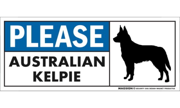画像1: [MAGSIGN] オーストラリアンケルピー マグネット＆ステッカー 犬 英語 喜ばせる 満足させる PLEASE AUSTRALIAN KELPIE 対象:車(ドア/ガラス/ボディ)・屋外(玄関扉/窓ガラス/メールポスト) 日本製 (1)