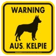 画像2: [MAGSIGN] WARNING AUS. KELPIE マグネット＆ステッカー：オーストラリアンケルピー(ホワイト/イエロー/オレンジ) 注意 英語 正方形 車＆屋外用(防水性/耐光性) 日本製 (2)