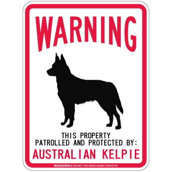 画像1: [MAGSIGN] AUSTRALIAN KELPIE 注意 英語 WARNING 警告/保護/警戒 車 屋外用 マグネット＆ステッカー 日本製：オーストラリアンケルピー (1)