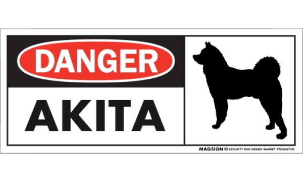 画像1: [MAGSIGN] 秋田犬 マグネット＆ステッカー 英語 危ない 危険 DANGER AKITA 対象:車(ドア/ガラス/ボディ)・屋外(玄関扉/窓ガラス/メールポスト) 日本製 (1)