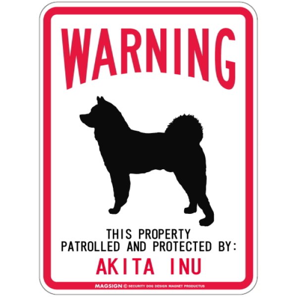 画像1: [MAGSIGN] AKITA 注意 英語 WARNING 警告/保護/警戒 車 屋外用 マグネット＆ステッカー 日本製：秋田犬 (1)
