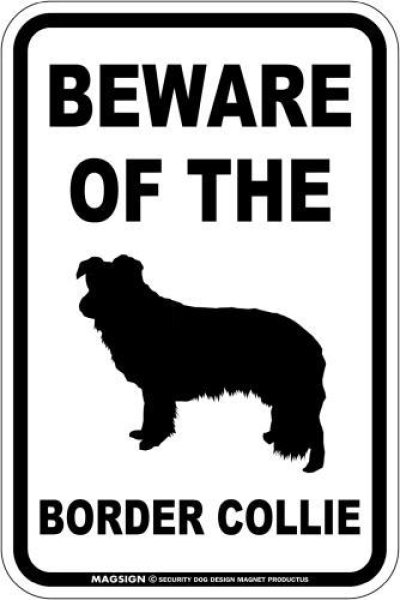 画像1: [MAGSIGN] ボーダーコリー 注意 英語 マグネット＆ステッカー BEWARE OF THE BORDER COLLIE 車/屋外用 日本製 (1)