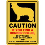 画像2: [MAGSIGN] CAUTION IF YOU FIND マグネット＆ステッカ：ボーダーコリー（ホワイト/イエロー） 手を出さない ドアは閉めたまま 食べ物は見せない 英語 警戒 車 屋外用(防水/耐水・耐光仕様) 日本製 (2)