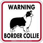 画像1: [MAGSIGN] WARNING BORDER COLLIE マグネット＆ステッカー：ボーダーコリー(ホワイト/イエロー/オレンジ) 注意 英語 正方形 車＆屋外用(防水性/耐光性) 日本製 (1)