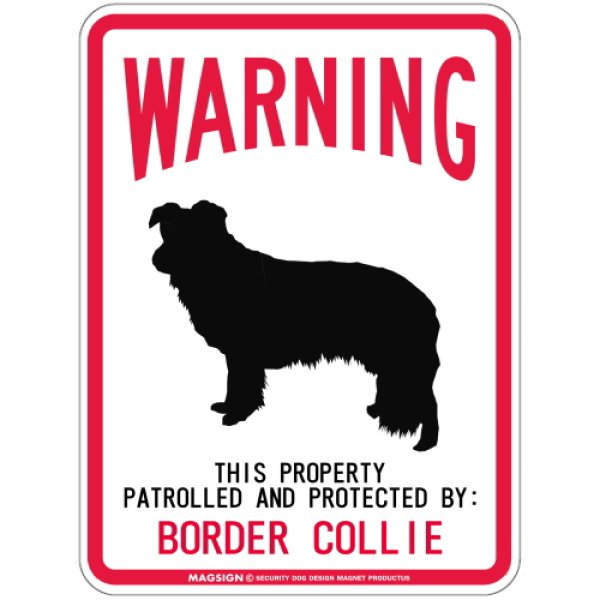 画像1: [MAGSIGN] BORDER COLLIE 注意 英語 WARNING 警告/保護/警戒 車 屋外用 マグネット＆ステッカー 日本製：ボーダーコリー (1)