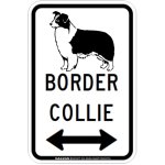 画像2: BORDER COLLIE [MAGSIGN] シルエット＆矢印 アメリカン道路標識 英語犬種名 マグネット/ステッカー：ホワイト (2)