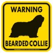 画像2: [MAGSIGN] WARNING BEARDED COLLIE マグネット＆ステッカー：ビアデッドコリー(ホワイト/イエロー/オレンジ) 注意 英語 正方形 車＆屋外用(防水性/耐光性) 日本製 (2)