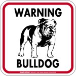 画像1: [MAGSIGN] WARNING BULLDOG マグネット＆ステッカー：ブルドッグ(ホワイト/イエロー/オレンジ) 注意 英語 正方形 車＆屋外用(防水性/耐光性) 日本製 (1)