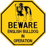 画像2: [MAGSIGN] イングリッシュブルドッグ 注意 英語 英文 ローマ字 オペレーション中 動作中 オクタゴン(八角形)マグネット＆ステッカー BEWARE ENGLISH BULLDOG IN OPERATION 車/屋外用 日本製 (2)