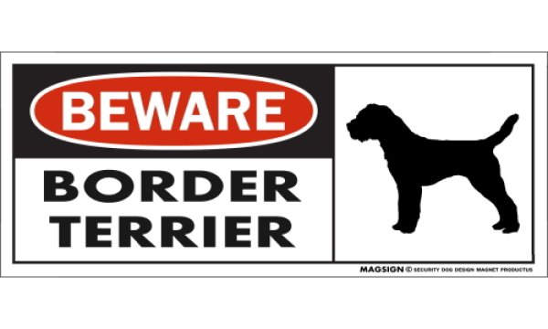 画像1: [MAGSIGN] ボーダーテリア マグネット＆ステッカー 犬 注意 英語 BEWARE BORDER TERRIER 対象:車(ドア/ガラス/ボディ)・屋外(玄関扉/窓ガラス/メールポスト) 日本製 (1)