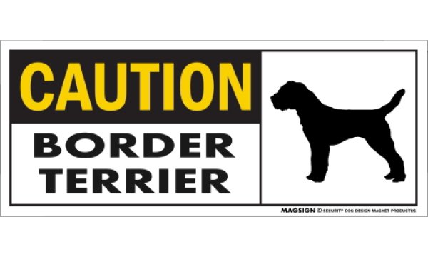 画像1: [MAGSIGN] ボーダーテリア マグネット＆ステッカー 英語 警戒 CAUTION BORDER TERRIER 対象:車(ドア/ガラス/ボディ)・屋外(玄関扉/窓ガラス/メールポスト) 日本製 (1)