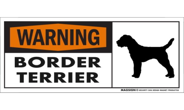 画像1: [MAGSIGN] ボーダーテリア 注意警告マグネット＆ステッカー(黒オレンジ色) 英語 WARNING BORDER TERRIER 対象:車(ドア/ガラス/ボディ)・屋外(玄関扉/窓ガラス/メールポスト) 日本製 (1)