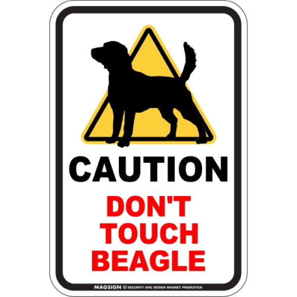 画像1: [MAGSIGN] 犬に手を出さない/触れない/さわらない マグネット＆ステッカー 英語 注意 日本製 CAUTION DON'T TOUCH：ビーグル (1)