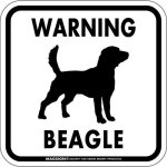 画像2: [MAGSIGN] WARNING BEAGLE マグネット＆ステッカー：ビーグル(ホワイト/イエロー/オレンジ) 注意 英語 正方形 車＆屋外用(防水性/耐光性) 日本製 (2)