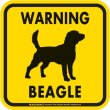 画像2: [MAGSIGN] WARNING BEAGLE マグネット＆ステッカー：ビーグル(ホワイト/イエロー/オレンジ) 注意 英語 正方形 車＆屋外用(防水性/耐光性) 日本製 (2)