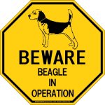 画像2: [MAGSIGN] ビーグル 注意 英語 英文 ローマ字 オペレーション中 動作中 オクタゴン(八角形)マグネット＆ステッカー BEWARE BEAGLE IN OPERATION 車/屋外用 日本製 (2)