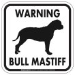 画像1: [MAGSIGN] WARNING BULL MASTIFF マグネット＆ステッカー：ブルマスティフ(ホワイト/イエロー/オレンジ) 注意 英語 正方形 車＆屋外用(防水性/耐光性) 日本製 (1)