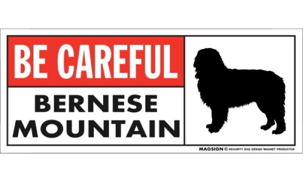 画像1: [MAGSIGN] バーニーズマウンテンドッグ マグネット＆ステッカー (犬)気を付けて 英語 BE CAREFUL BERNESE MOUNTAIN 対象:車(ドア/ガラス/ボディ)・屋外(玄関扉/窓ガラス/メールポスト) 日本製 (1)