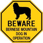画像1: [MAGSIGN] バーニーズマウンテンドッグ 注意 英語 英文 ローマ字 オペレーション中 動作中 オクタゴン(八角形)マグネット＆ステッカー BEWARE BERNESE MOUNTAIN DOG IN OPERATION 車/屋外用 日本製 (1)