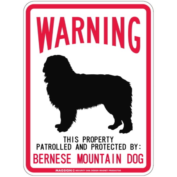 画像1: [MAGSIGN] BERNESE MOUNTAIN DOG 注意 英語 WARNING 警告/保護/警戒 車 屋外用 マグネット＆ステッカー 日本製：バーニーズマウンテンドッグ (1)