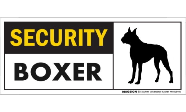 画像1: [MAGSIGN] ボクサー(立耳) セキュリティーマグネット＆ステッカー 英語 警備 防犯 SECURITY BOXER 対象:車(ドア/ガラス/ボディ)・屋外(玄関扉/窓ガラス/メールポスト) 日本製 (1)