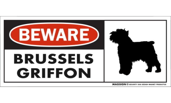 画像1: [MAGSIGN] ブリュッセルグリフォン マグネット＆ステッカー 犬 注意 英語 BEWARE BRUSSELS GRIFFON 対象:車(ドア/ガラス/ボディ)・屋外(玄関扉/窓ガラス/メールポスト) 日本製 (1)