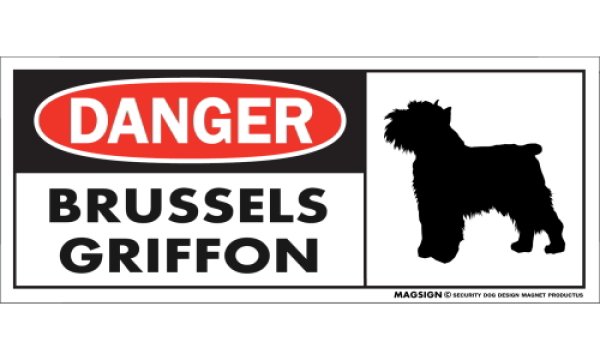 画像1: [MAGSIGN] ブリュッセルグリフォン マグネット＆ステッカー 英語 危ない 危険 DANGER BRUSSELS GRIFFON 対象:車(ドア/ガラス/ボディ)・屋外(玄関扉/窓ガラス/メールポスト) 日本製 (1)