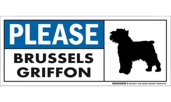 画像1: [MAGSIGN] ブリュッセルグリフォン マグネット＆ステッカー 犬 英語 喜ばせる 満足させる PLEASE BRUSSELS GRIFFON 対象:車(ドア/ガラス/ボディ)・屋外(玄関扉/窓ガラス/メールポスト) 日本製 (1)