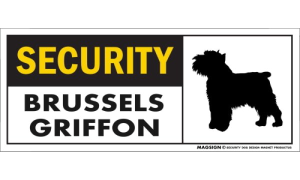 画像1: [MAGSIGN] ブリュッセルグリフォン セキュリティーマグネット＆ステッカー 英語 警備 防犯 SECURITY BRUSSELS GRIFFON 対象:車(ドア/ガラス/ボディ)・屋外(玄関扉/窓ガラス/メールポスト) 日本製 (1)