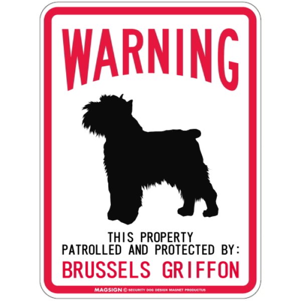 画像1: [MAGSIGN] BRUSSELS GRIFFON 注意 英語 WARNING 警告/保護/警戒 車 屋外用 マグネット＆ステッカー 日本製：ブリュッセルグリフォン (1)