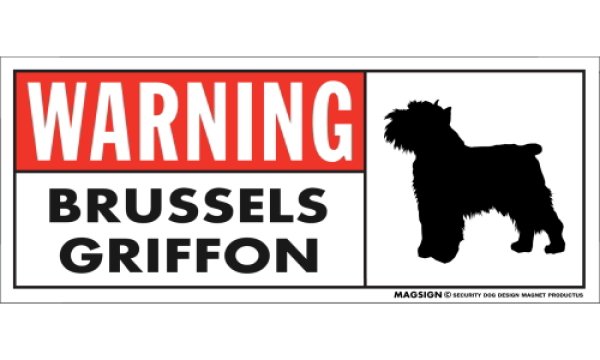 画像1: [MAGSIGN] ブリュッセルグリフォン 注意マグネット＆ステッカー 英語 警戒/警告 WARNING BRUSSELS GRIFFON 対象:車(ドア/ガラス/ボディ)・屋外(玄関扉/窓ガラス/メールポスト) 日本製 (1)