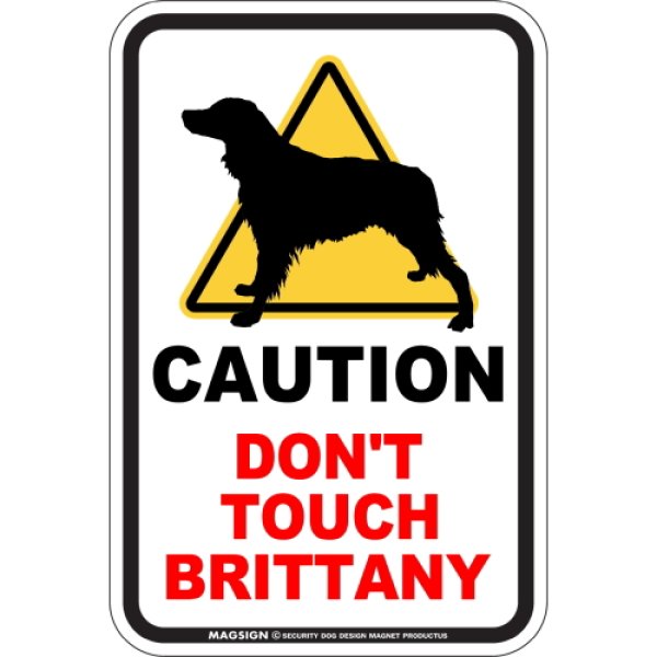 画像1: [MAGSIGN] 犬に手を出さない/触れない/さわらない マグネット＆ステッカー 英語 注意 日本製 CAUTION DON'T TOUCH：ブリタニー (1)