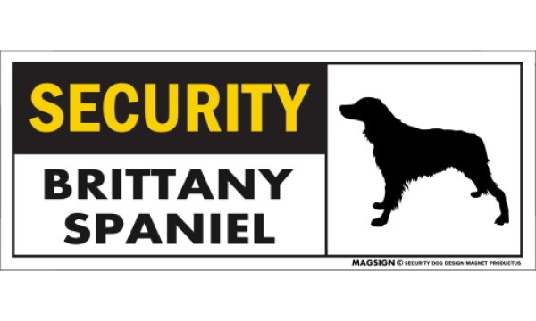 画像1: [MAGSIGN] ブリタニースパニエル セキュリティーマグネット＆ステッカー 英語 警備 防犯 SECURITY BRITTANY SPANIEL 対象:車(ドア/ガラス/ボディ)・屋外(玄関扉/窓ガラス/メールポスト) 日本製 (1)