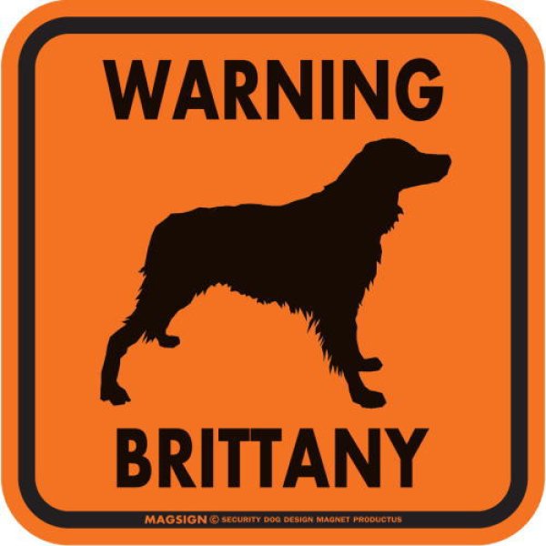 画像1: WARNING BRITTANY マグネットサイン：ブリタニー（オレンジ） (1)