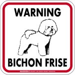 画像1: [MAGSIGN] WARNING BICHON FRISE マグネット＆ステッカー：ビションフリーゼ(ホワイト/イエロー/オレンジ) 注意 英語 正方形 車＆屋外用(防水性/耐光性) 日本製 (1)